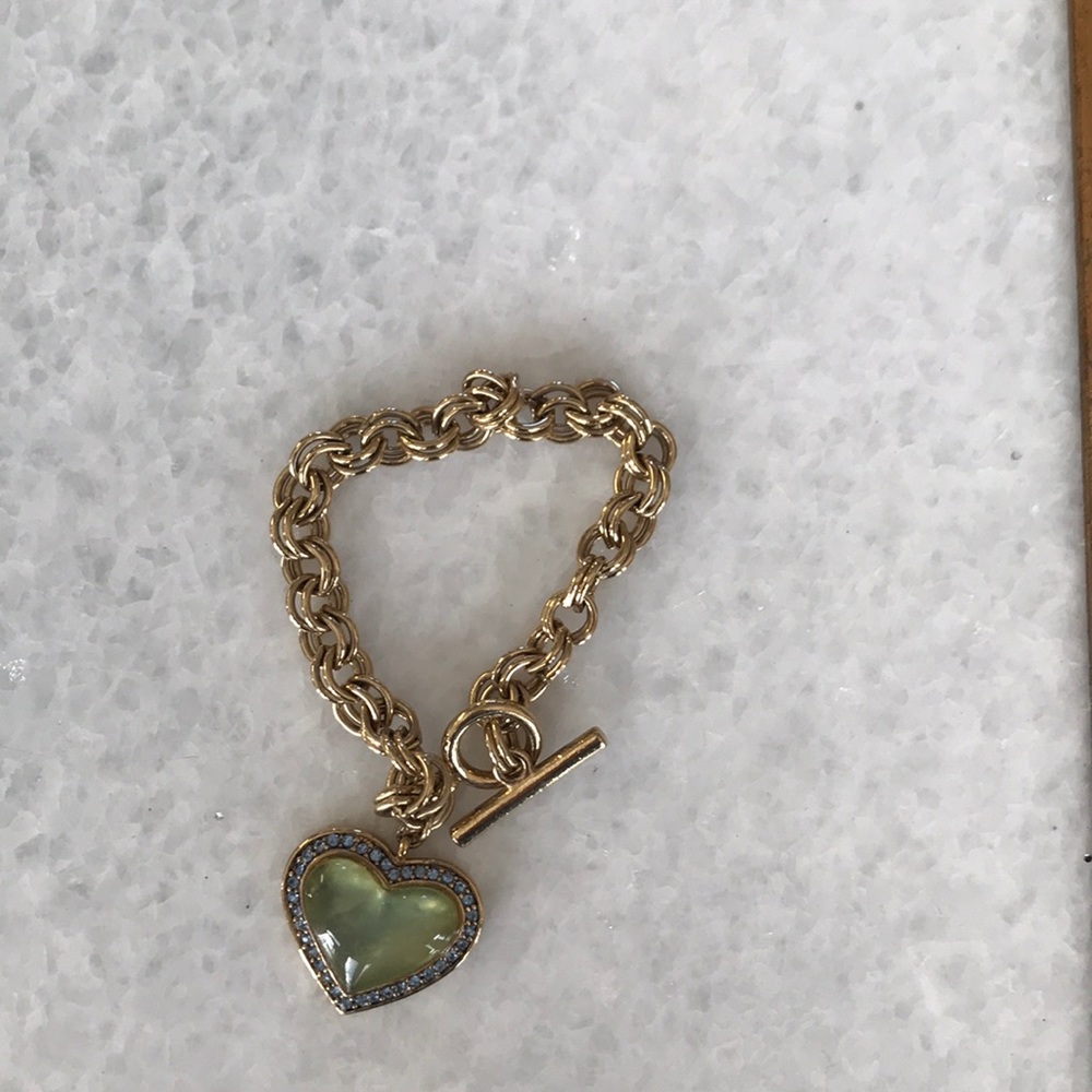 Beautiful aqua and green heart bracelet